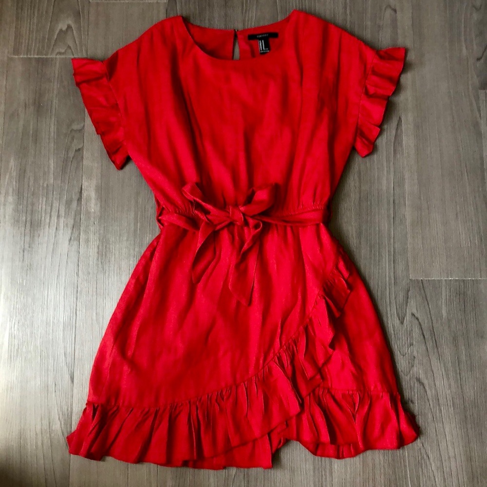 Adorable F21 Red Ruffle Mini Dress - Picture 2 of 8